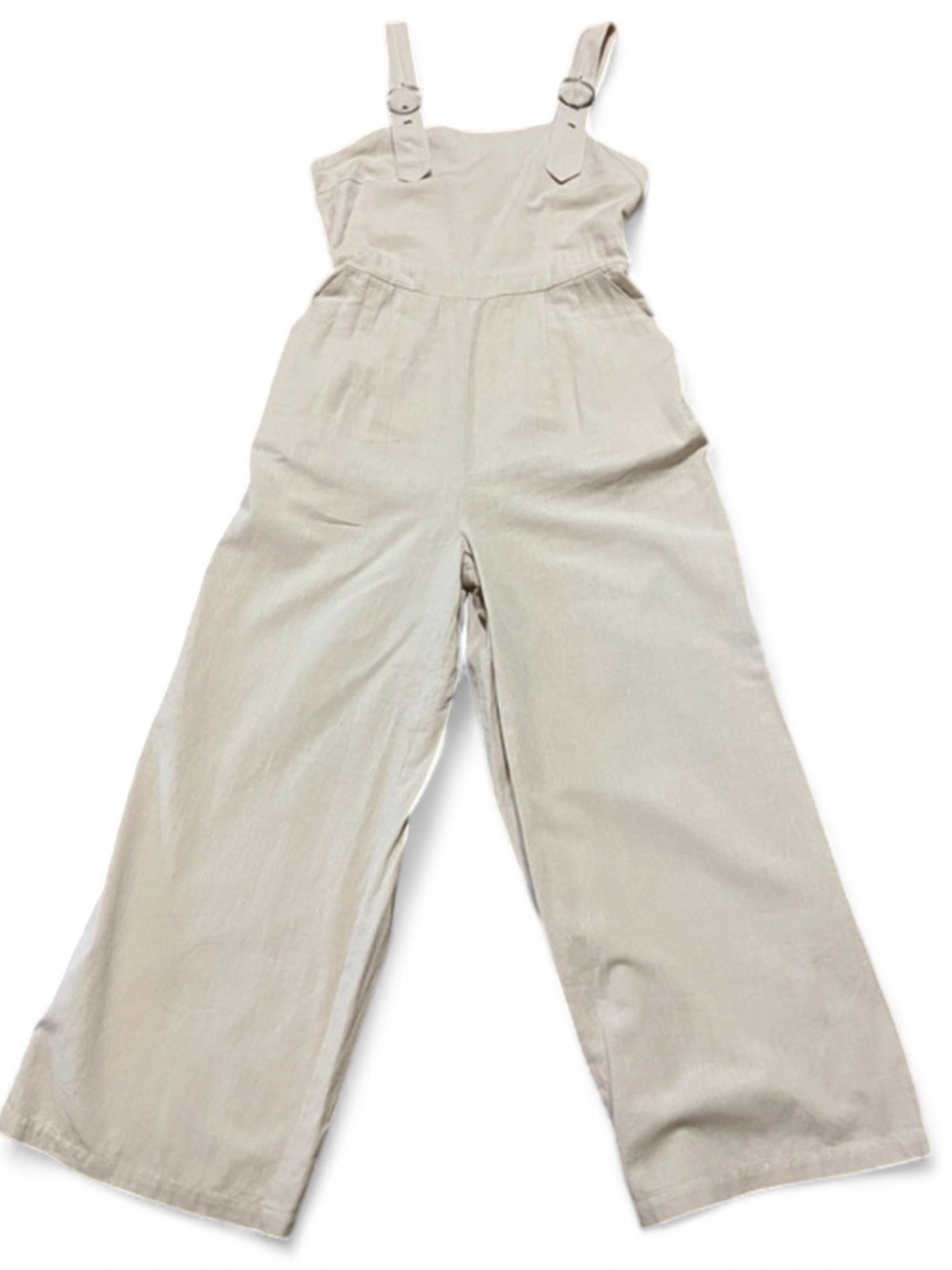 Japna Cotton Linen Wide Leg Jumpsuit, casual, boho-chic, beige, size  M